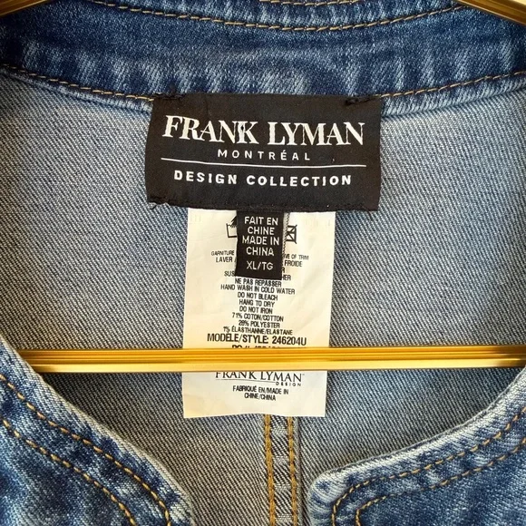 RARE Frank Lyman Montreal Blue Denim Military Jacket - Picture 4 of 6